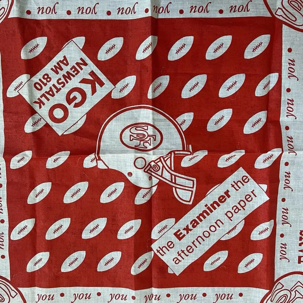 Vintage The Examiner KGO AM 810 San Francisco 49ers Fans Bandana Scarf New White